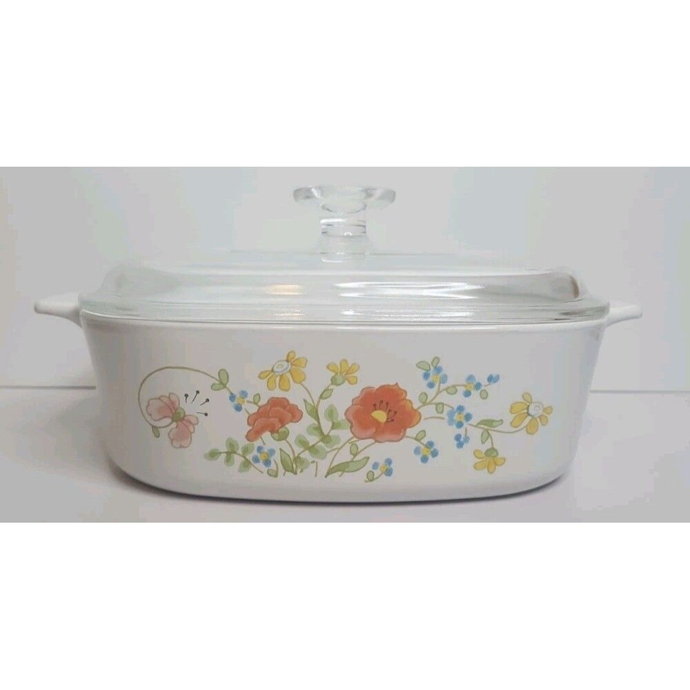 VTG Corning Ware Wildflower 2 Qt Casserole Dish w/ Glass Lid A-2-B VGC Floral